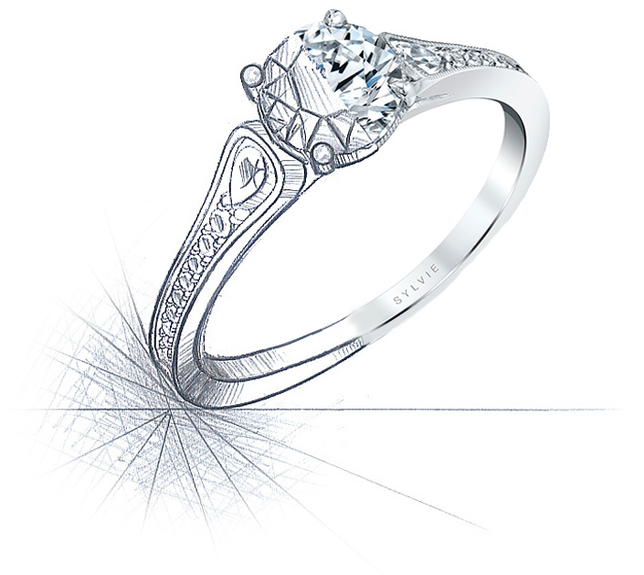 custom engagement ring sketch by SYLVIE
