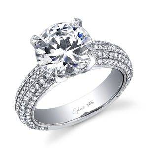 SY665 18K white gold diamond engagement ring