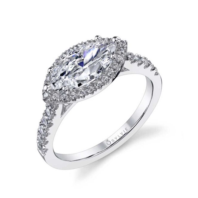 Profile Image of an East West Marquise Engagement Ring with Halo Sylvieofile