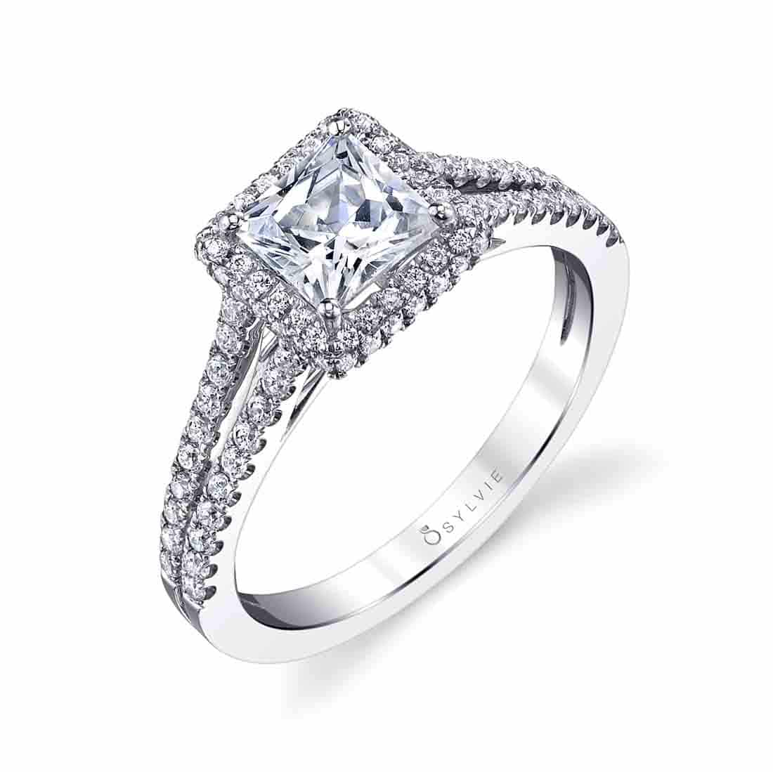 Princess Cut Split Shank Engagement Ring