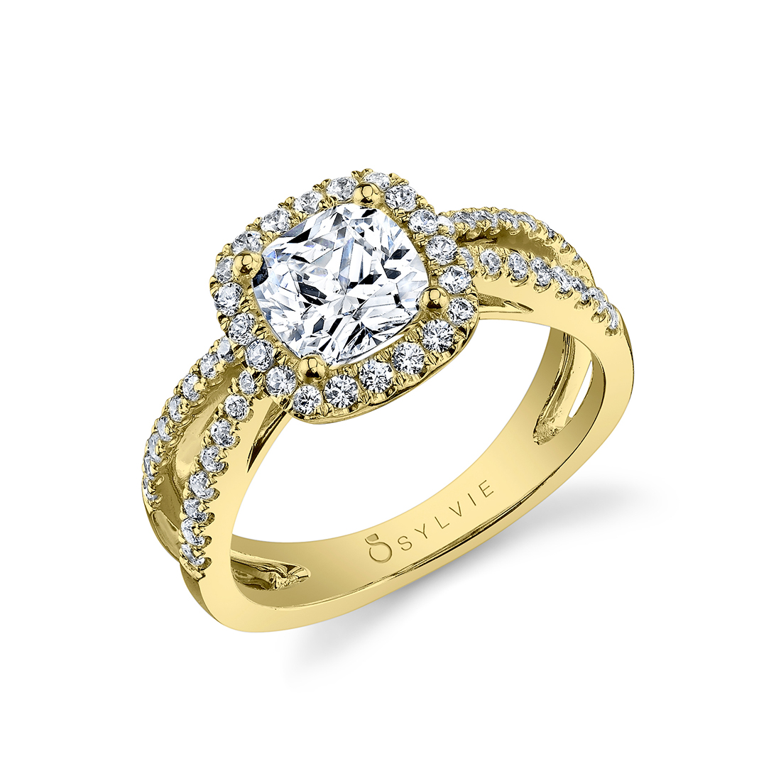 Split Shank Engagement Ring with Halo