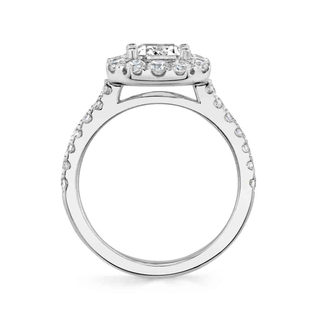 Profile Image of an Emerald Cut Engagement Ring with halo