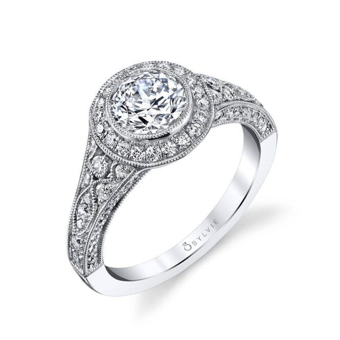 Round Vintage Bezel Set Engagement Ring