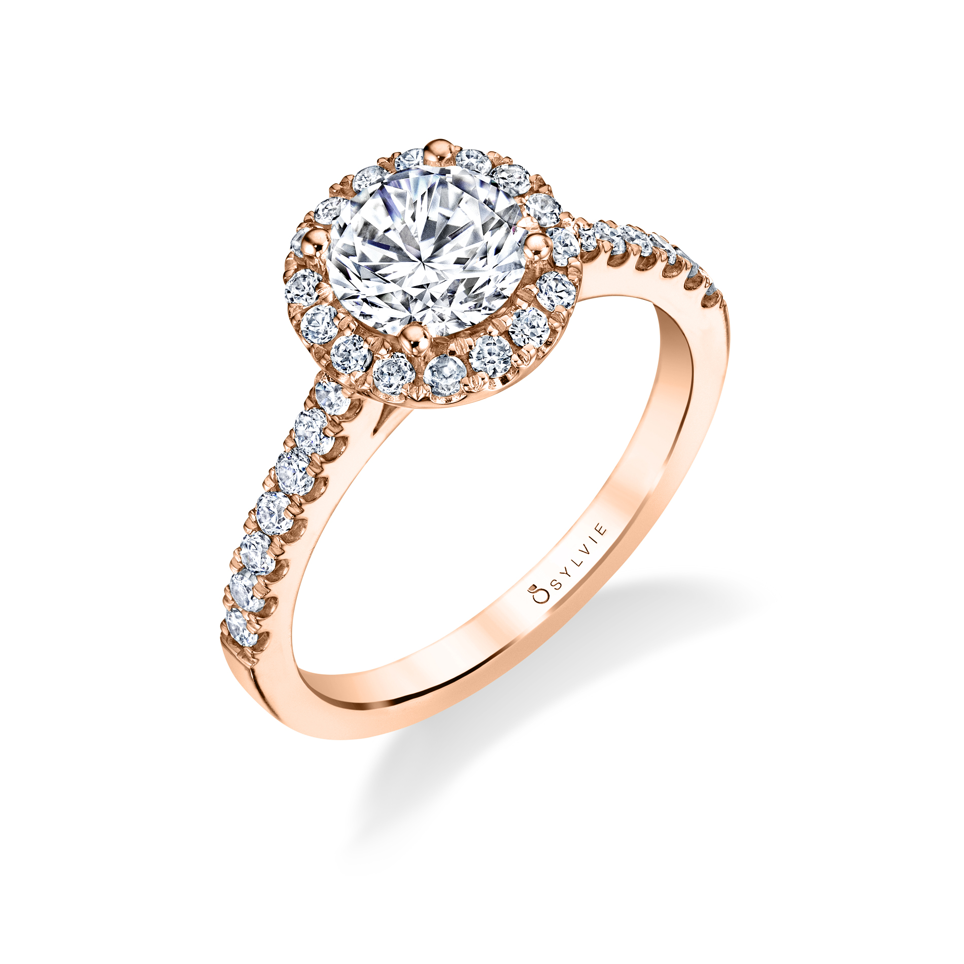 Round engagement Ring with Halo