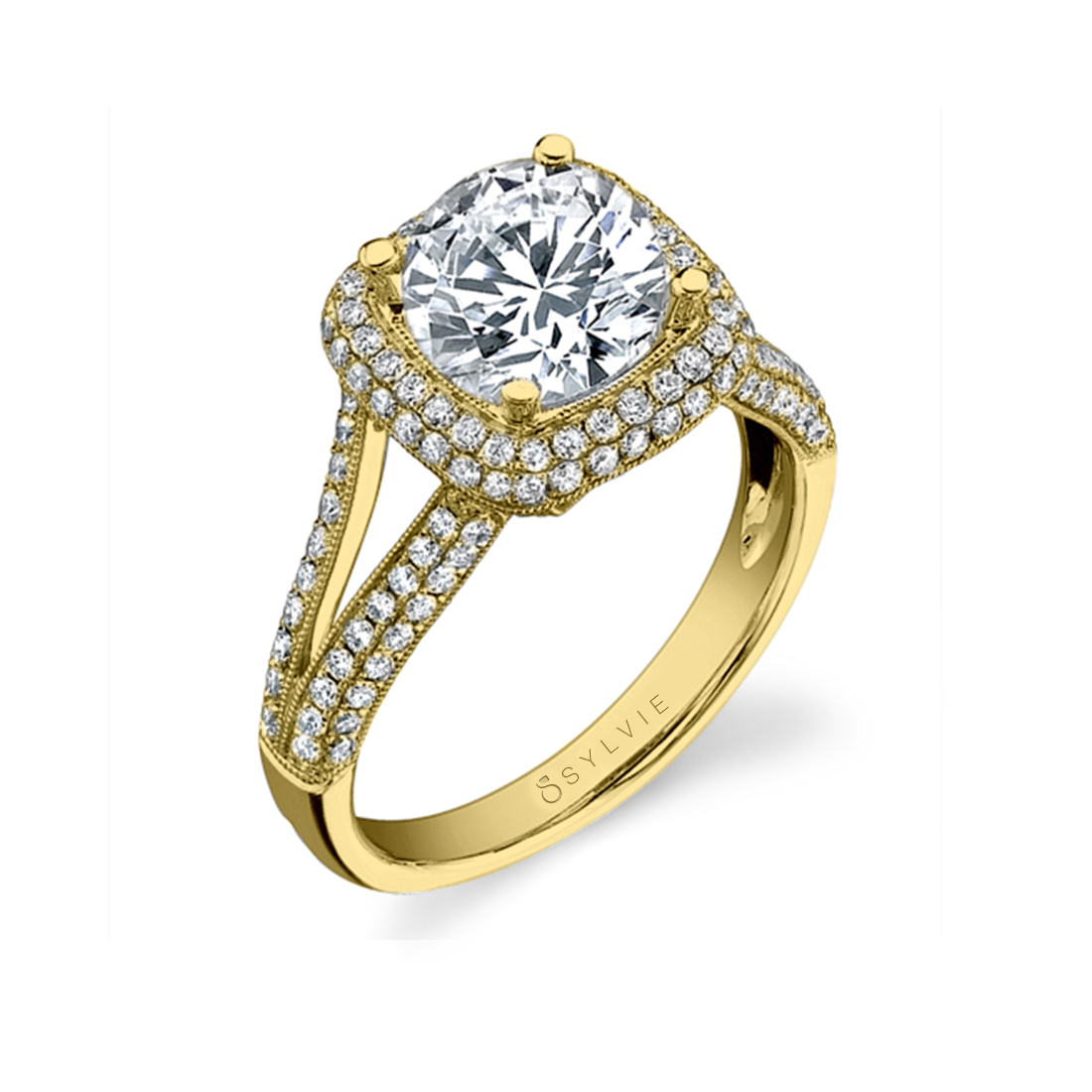 Split Shank Engagement Ring with Halo 