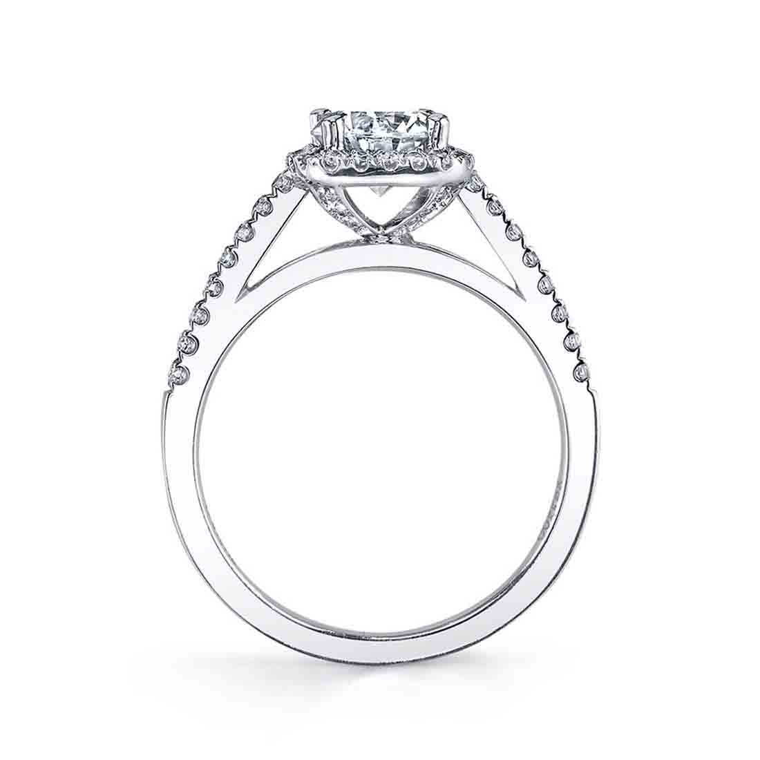 Profile Image of a Cushion Cut Engagement Ring with Halo