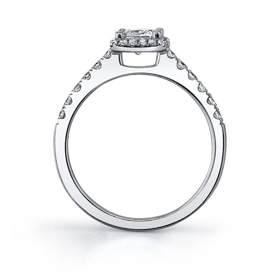 Profile Image of a Petite Princess Cut Halo Engagement Ring