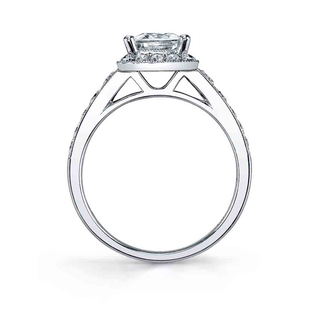 Profile Image of a Vintage Inspired Halo Engagement Ring