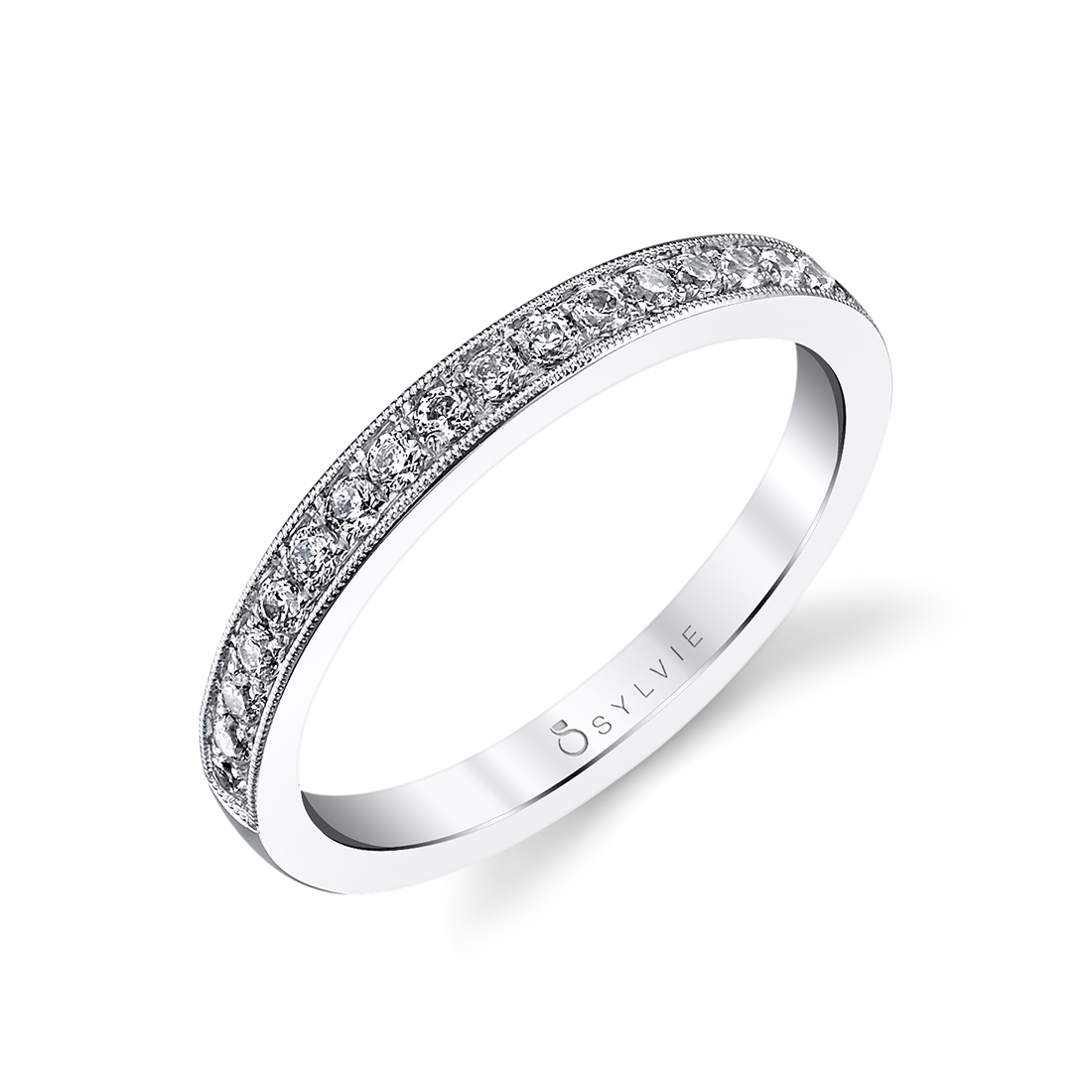 Classic Channel Set Wedding Band with Milgrain Detailing