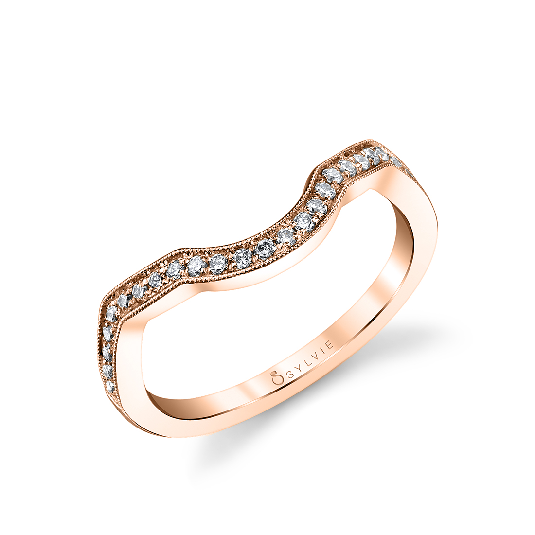 Curved Channel Set Wedding Band