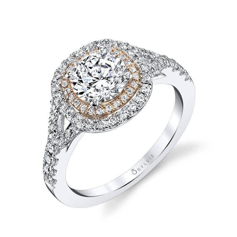 Carmelle – Cushion Shaped Double Halo Engagement Ring with Twone Accents