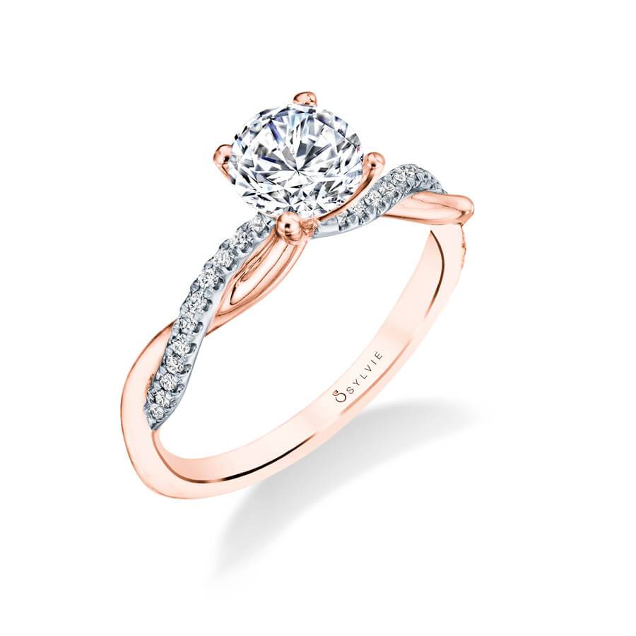 Emilie – High Polish Rose Gold Spiral Engagement Ring