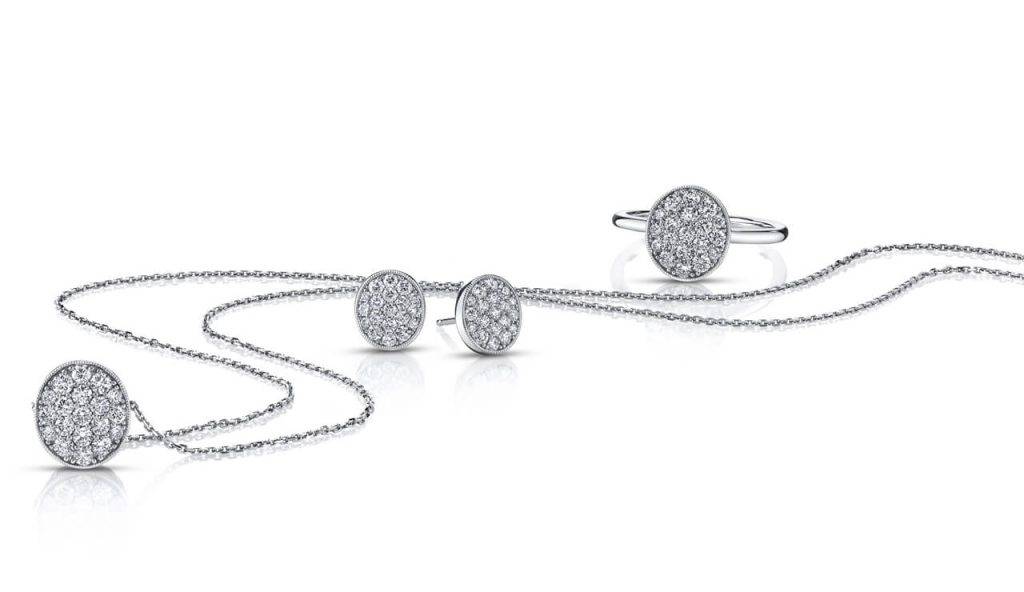 Oval Diamond Pave Pendant, Fashion Ring, Earrings set