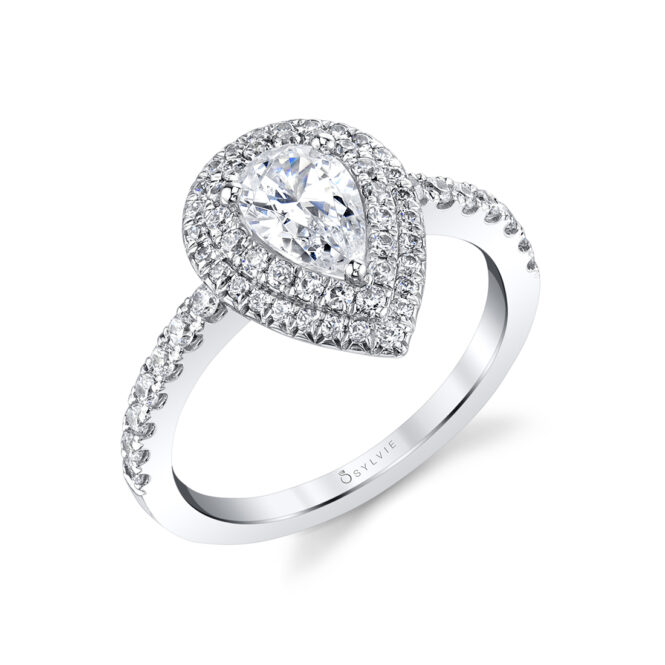 Pear Shaped Double Halo Engagement Ring lvie