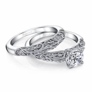 Vintage-Inspired Designer Engagement Ring Set - Sylvie