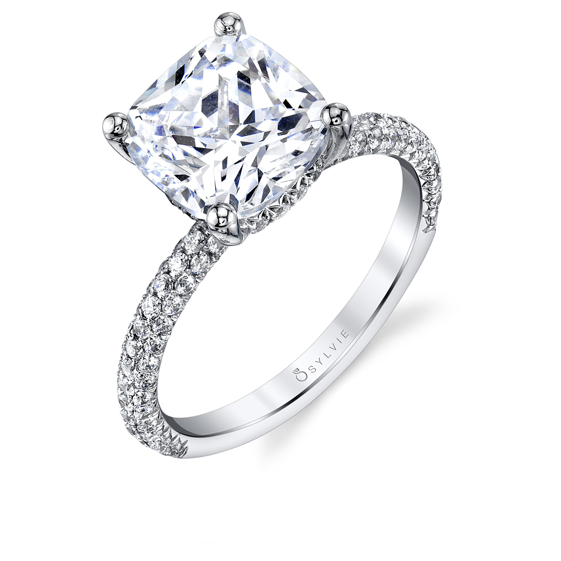 Pave solitaire engagement ring lvie