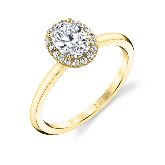 yellow gold halo engagement ring