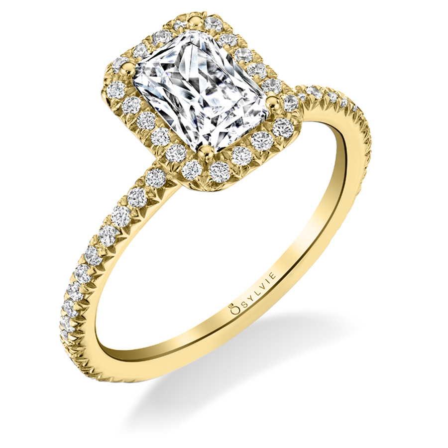 emerald cut yellow gold engagement ring