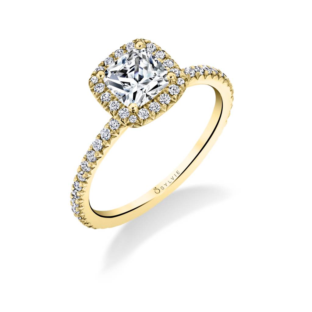 halo yellow gold engagement ring