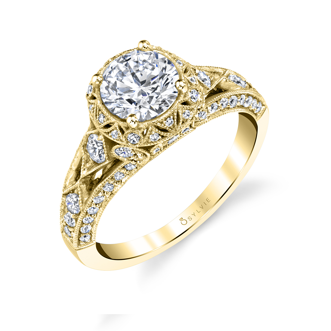 Vintage Engagement Ring with Milgrain Detailing 