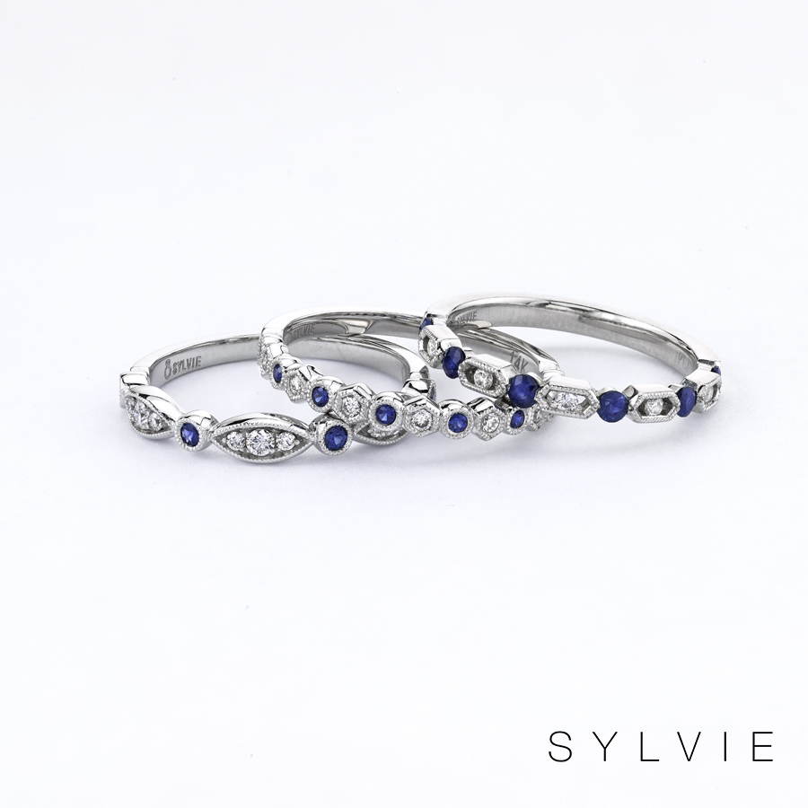 blue sapphire stackable bands