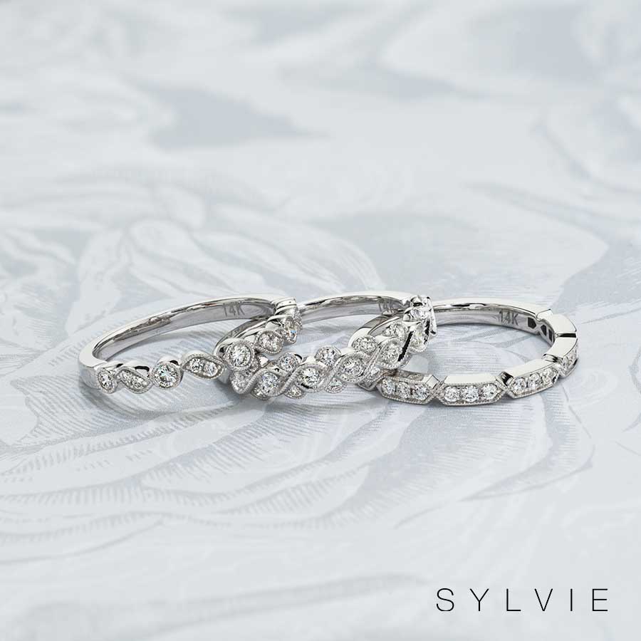 white gold stackable bands