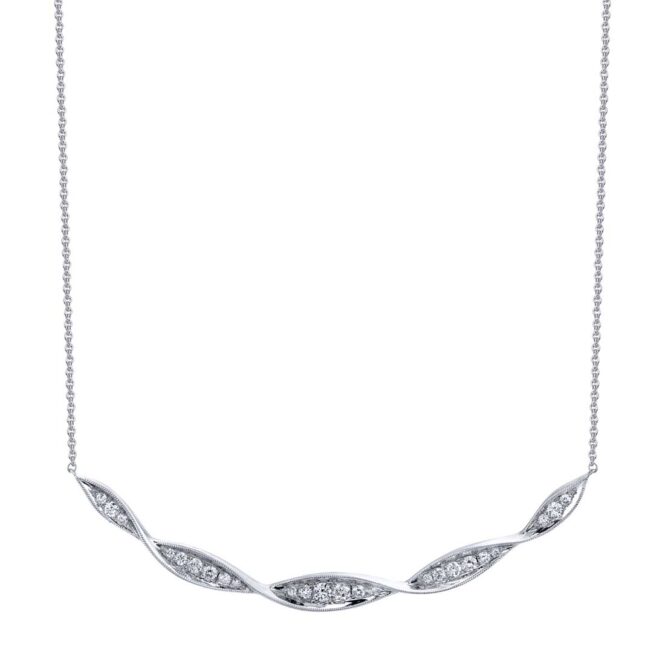 Diamond Wave Necklace with Milgrain Detail