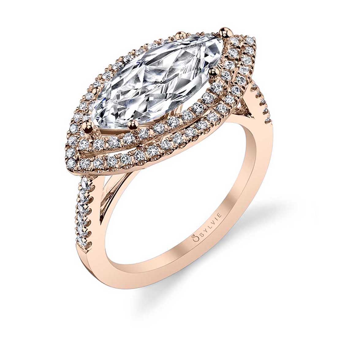 Marquise Double Halo Engagement Ring