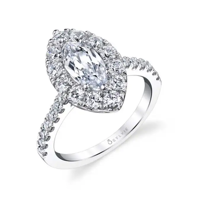 Marquise Cut Engagement Ring with Halo