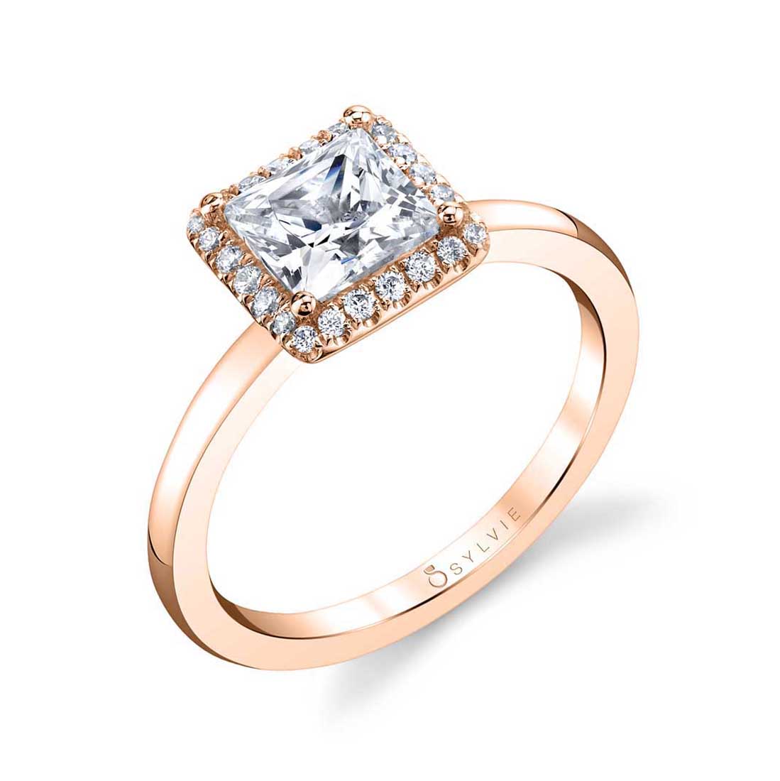 Modern Princess Cut Engagement Ring with Halo