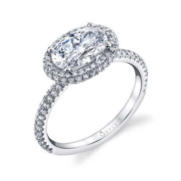 Oval Shaped East West Halo Engagement Ring