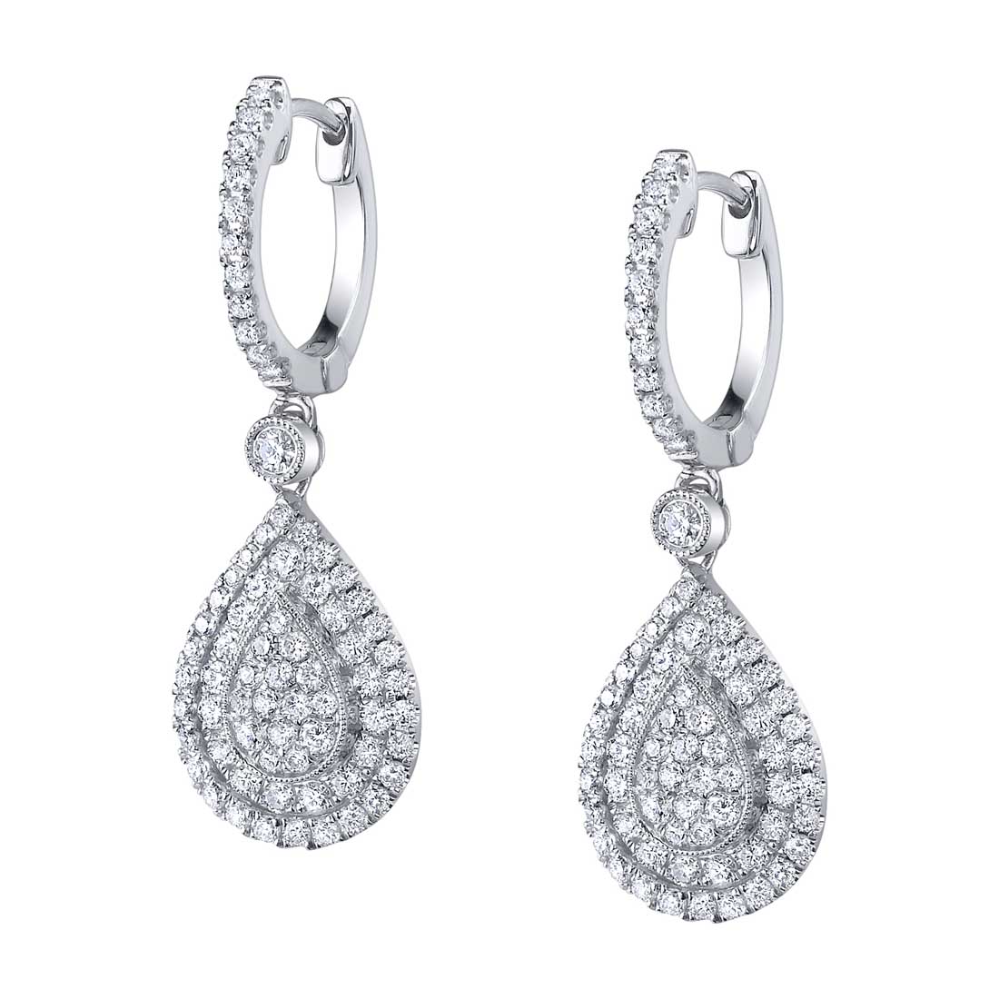 Pear Shaped Diamond Drop Earrings