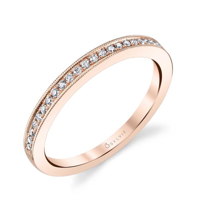 Rose Gold Wedding Band with Milgrain Accents