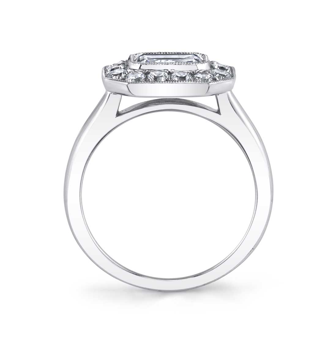 Unique East West Emerald Engagement Ring