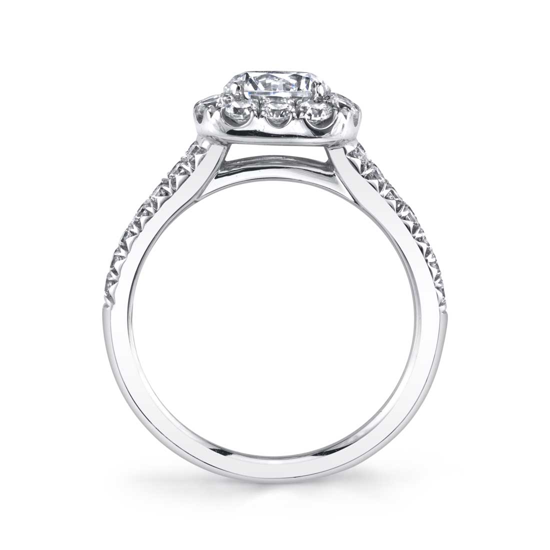 Split Shank Engagement Ring with Cushion Cut Halo