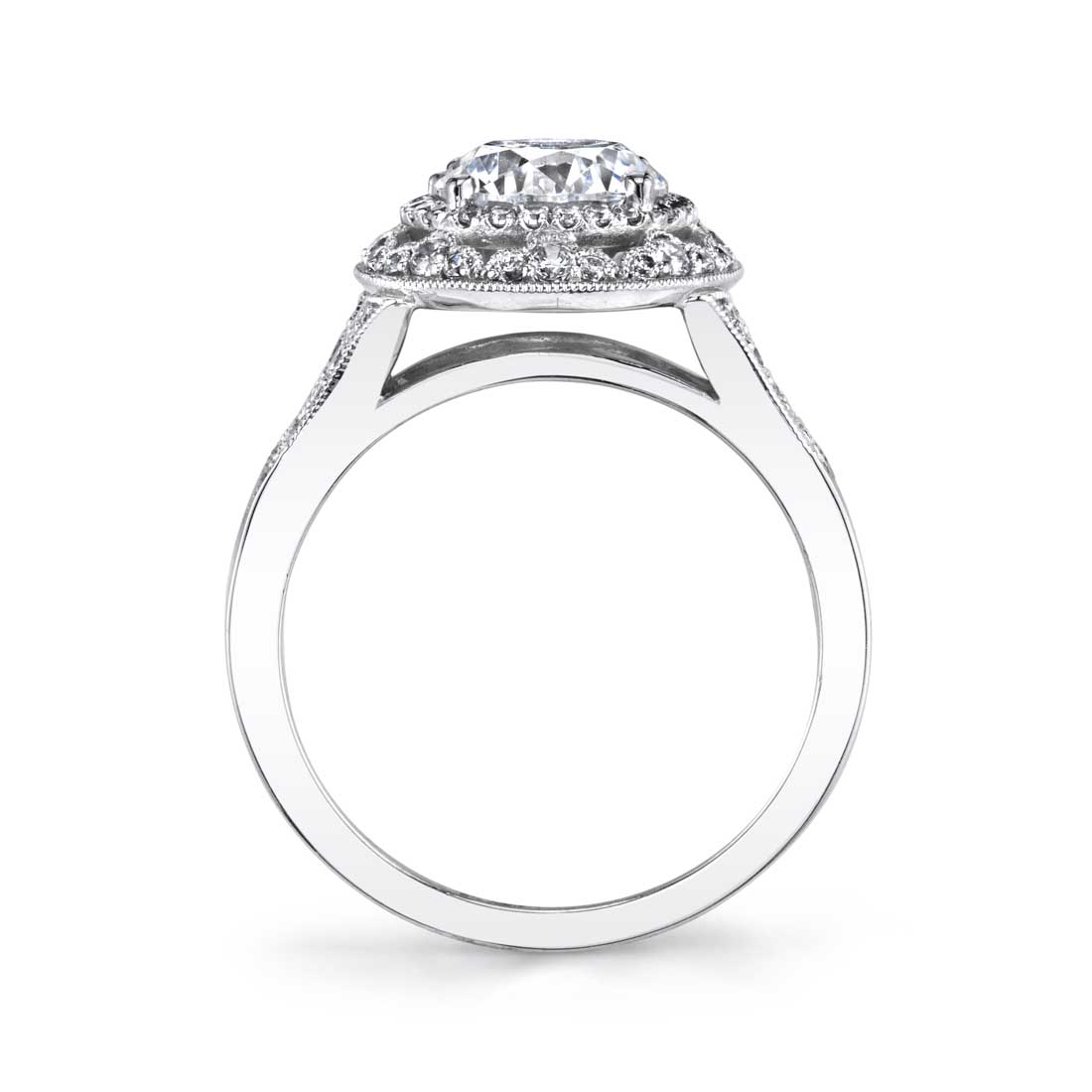 Profile Image of a Vintage Inspired Double Halo Engagement Ring
