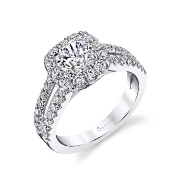 Cushion Halo Diamond Engagement Rings | Sylvie Collection