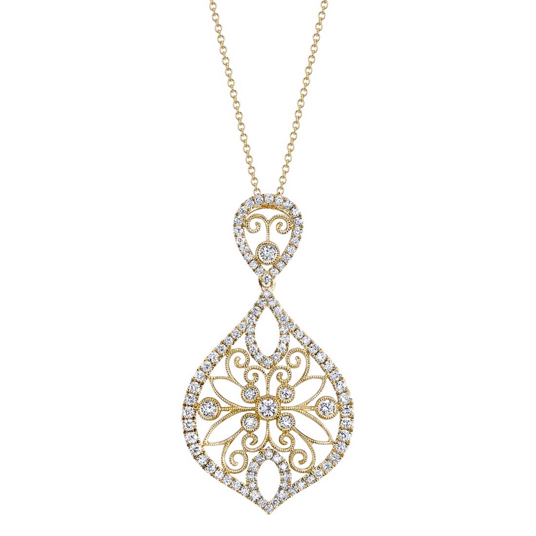 Vintage Diamond Necklace in Yellow Gold