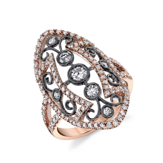 Vintage Inspired Diamond Ring in Rose Gold