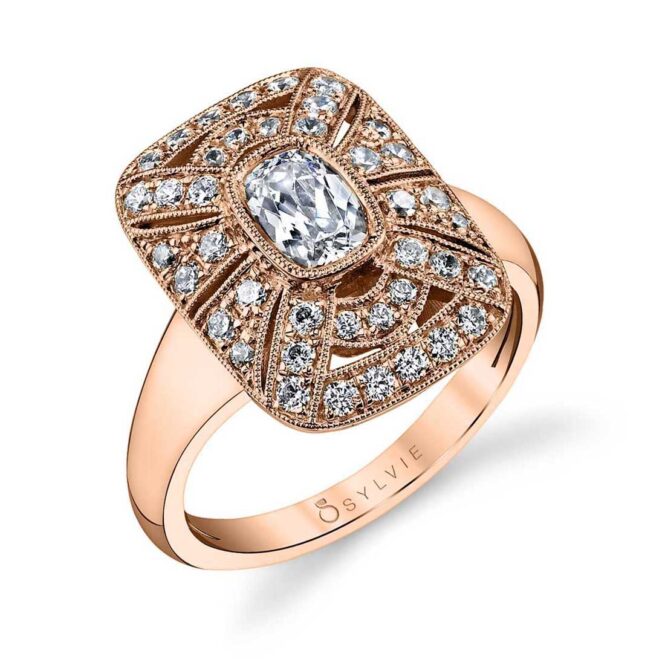 Vintage Inspired High Polish Halo Engagement Ring