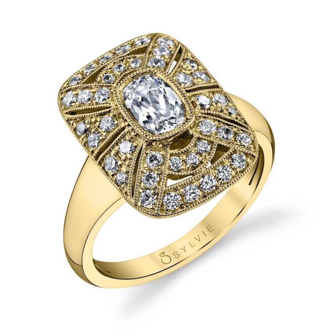 Vintage Inspired High Polish Halo Engagement Ring