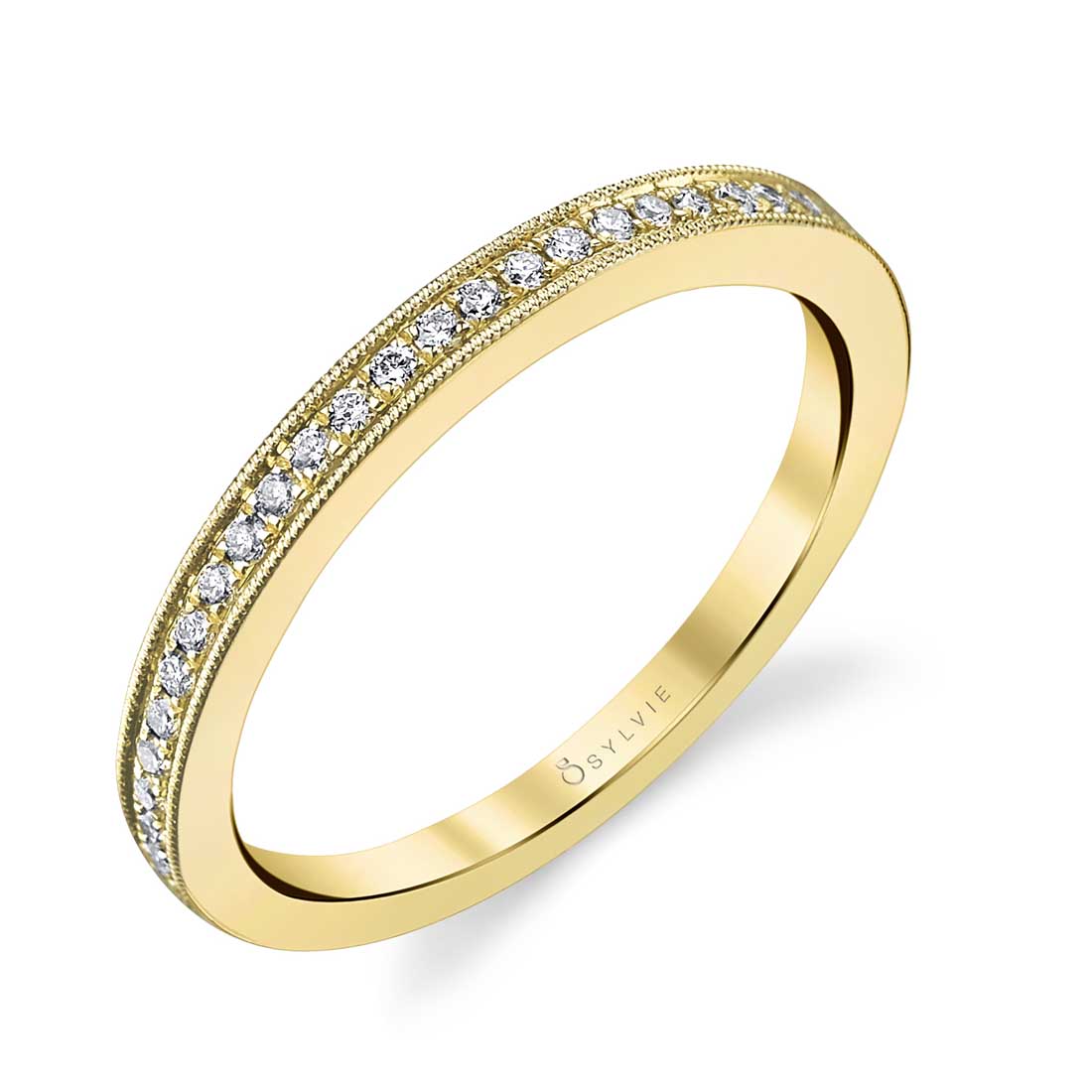 Yellow Gold Wedding Band with Milgrain Accents