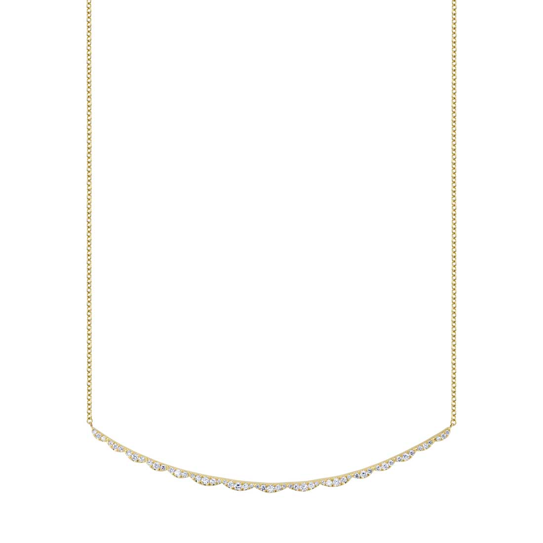 Yellow Gold Vintage Inspired Scalloped Diamond Necklace