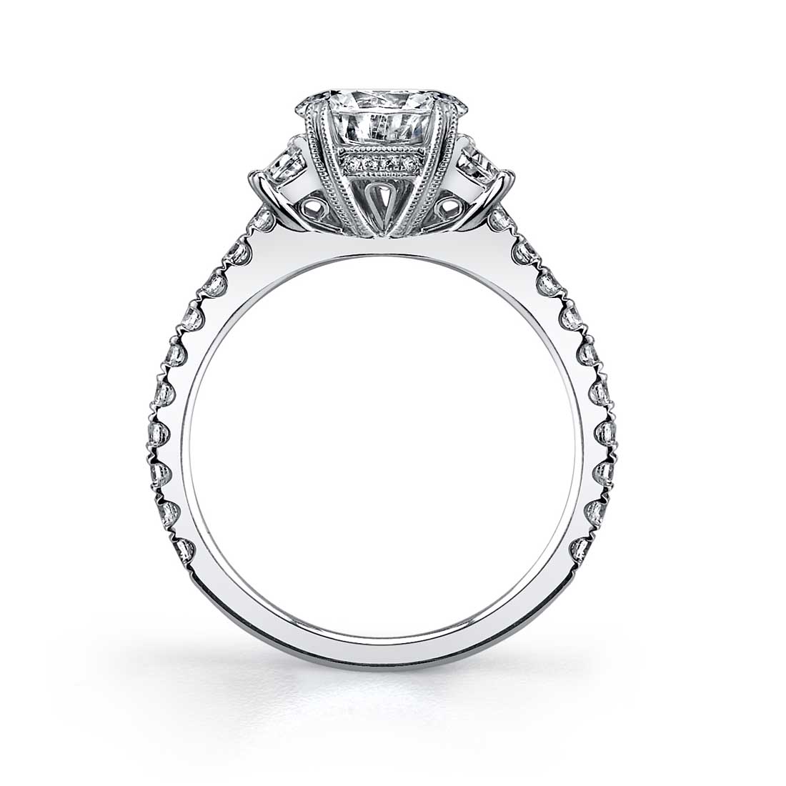 Classic Three Stone Engagement Ring with Baguettes