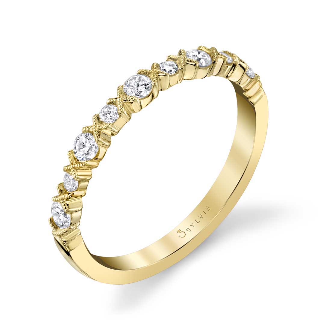 Crisscross Stackable Band in Yellow Gold