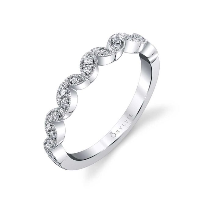 Marquise Shaped White Gold Stackable Band