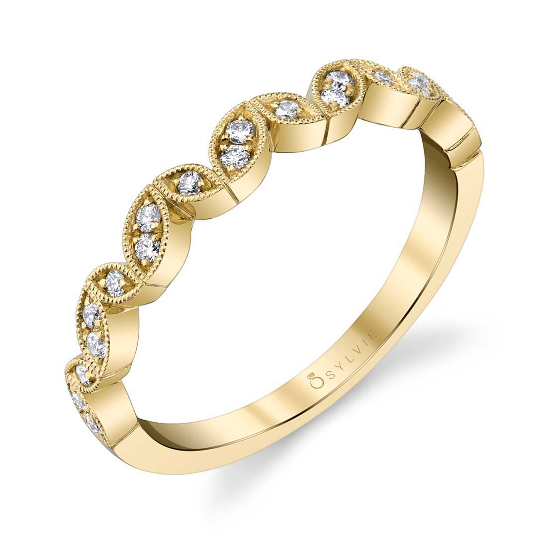 Marquise Shaped Yellow Gold Stackable Band