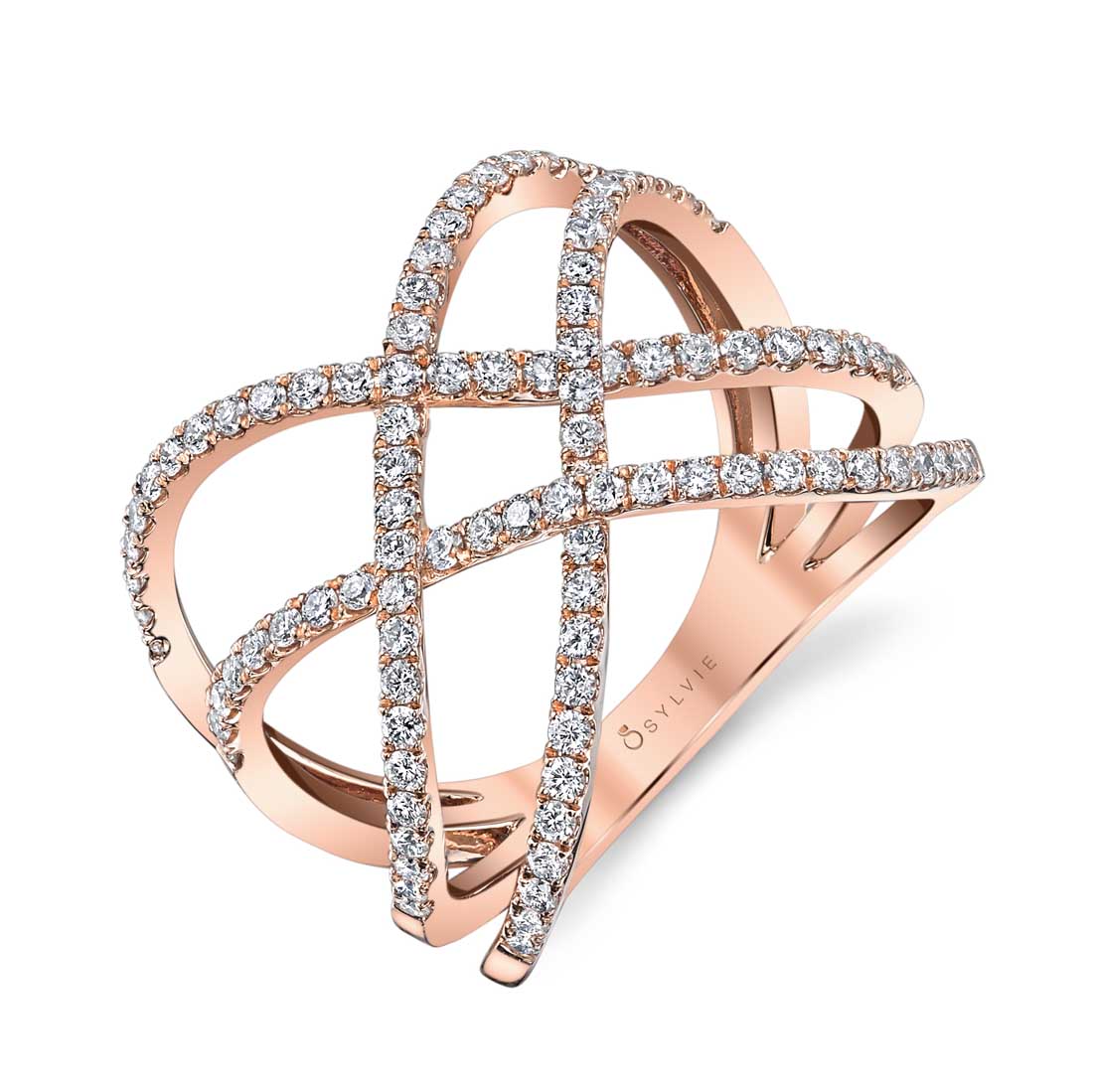 Free Form Diamond Ring in Rose Gold