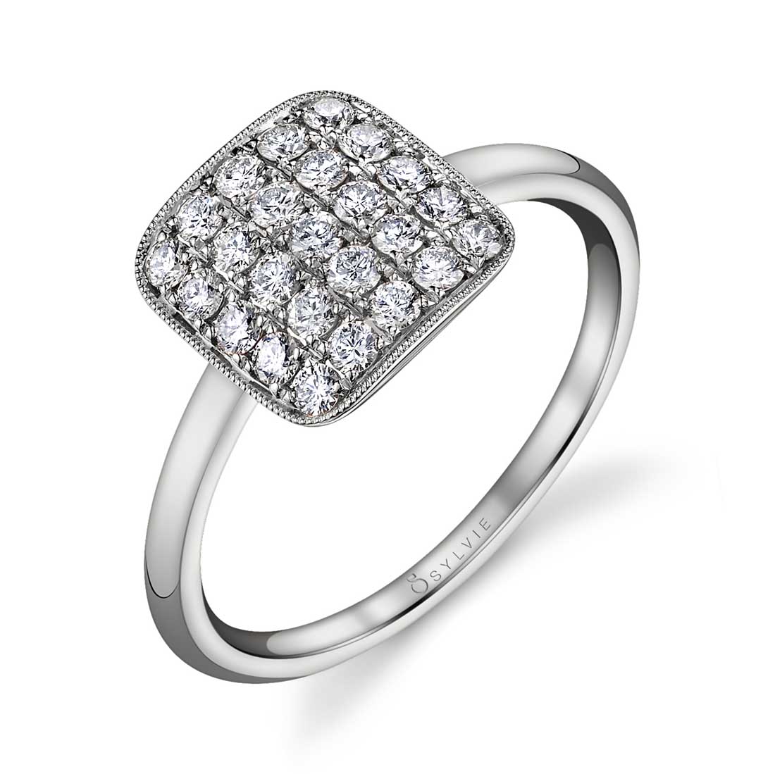 Square Pave Diamond Ring