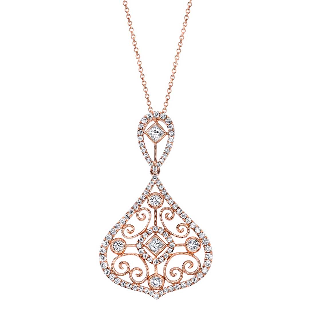 Vintage Rose Gold Diamond Necklace